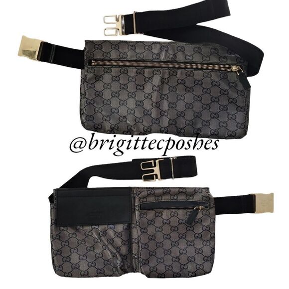 GUCCI Black/Gray Monogram Crystal Gg Unisex Belt Bag Fanny Pack - Picture 10 of 17
